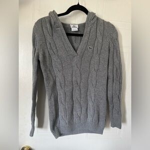 Lacoste Gray Knit Wool-cotton Hooded Sweater